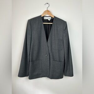 Vintage Wool Collarless Blazer